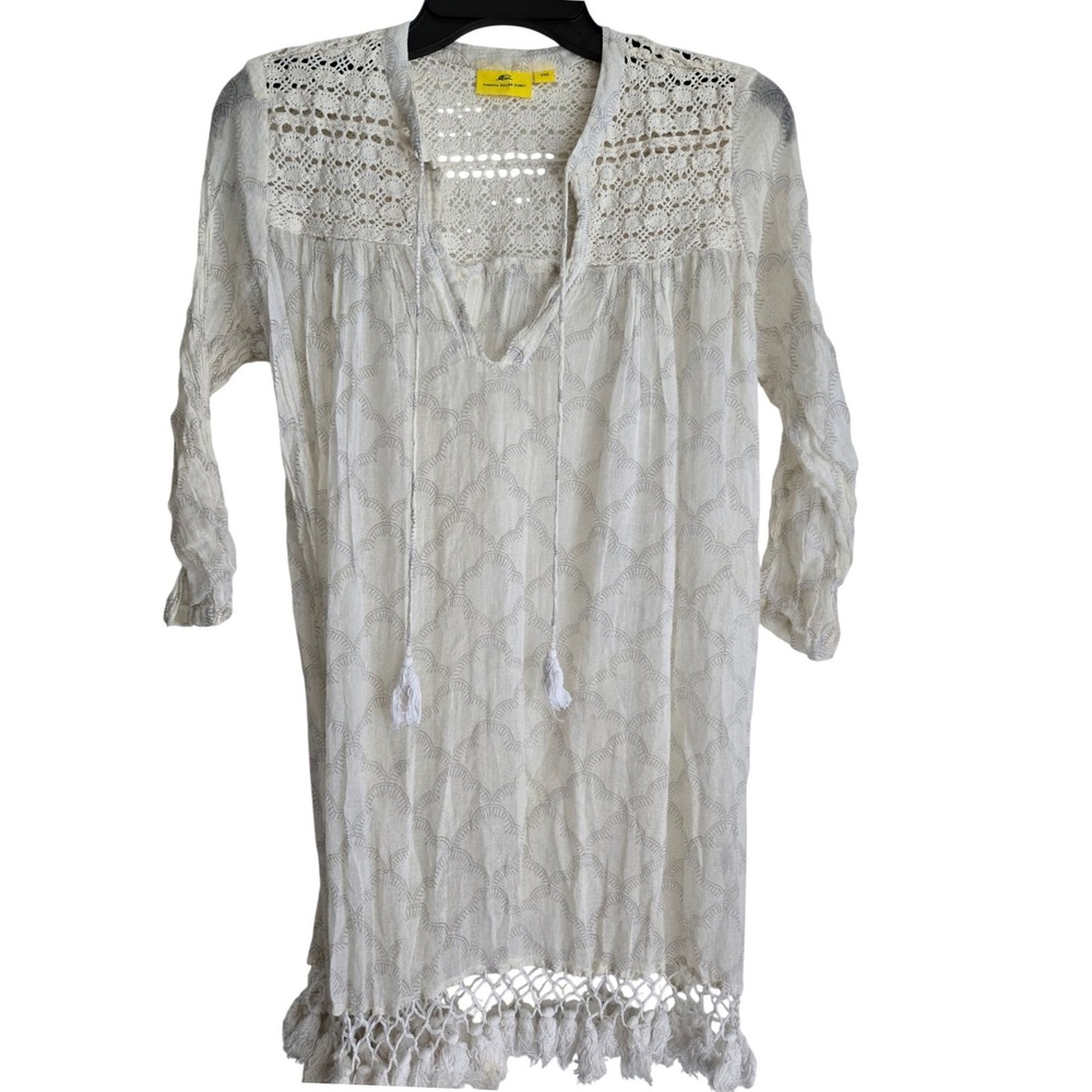Roberta Roller Rabbit Cream Cotton Tunic Dress Crochet Tassel‎ XXS